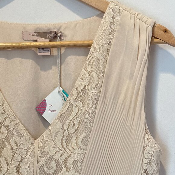 Forever21 Accordion Lace Romantic Fairy Dress Neutral Cream Small-Medium NEW - Picture 5 of 15